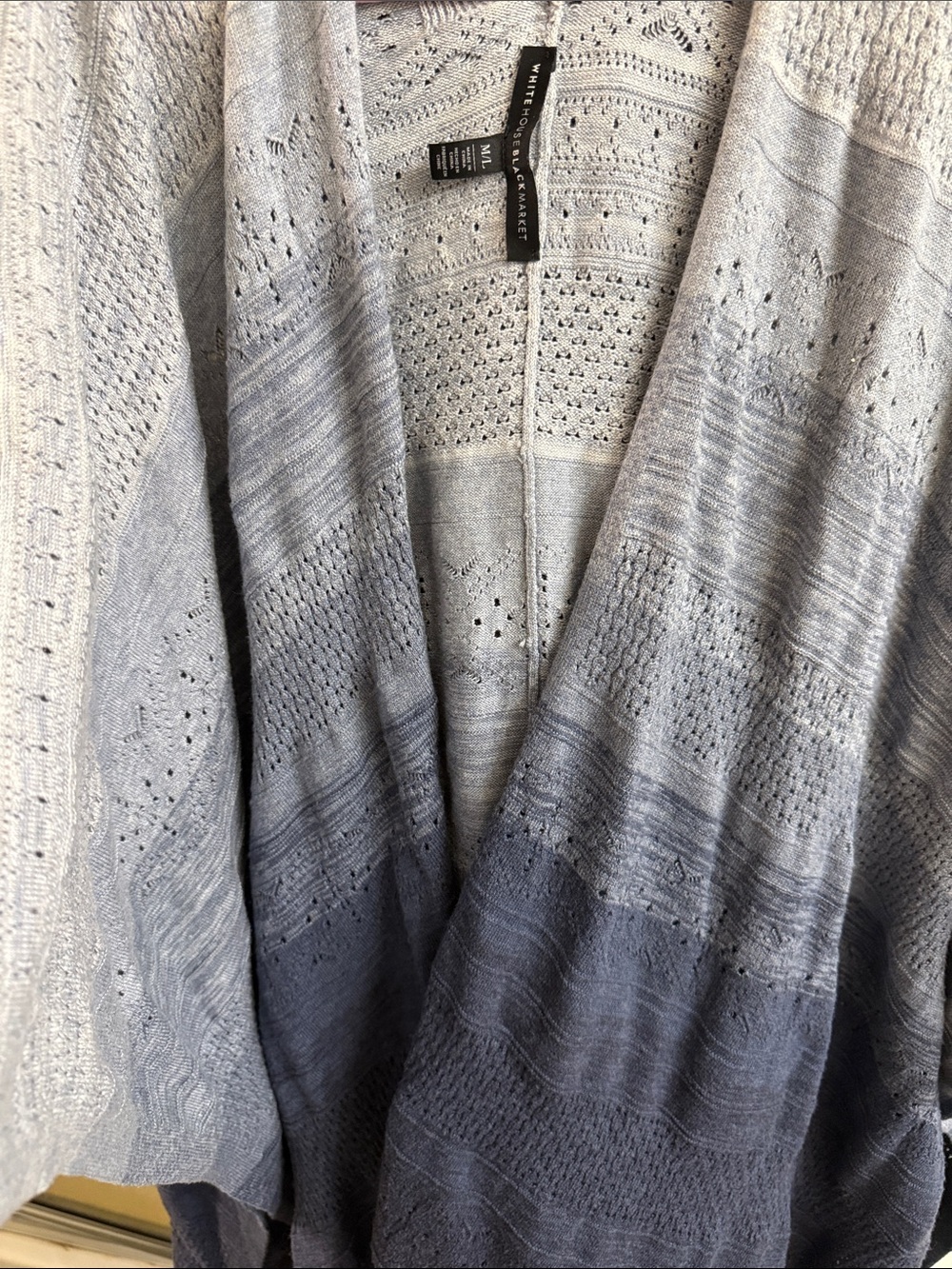 White House Black Market Gradient Gray Open-Front Knit Cardigan
